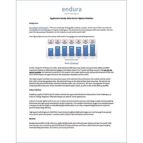 Endura Module Application Study